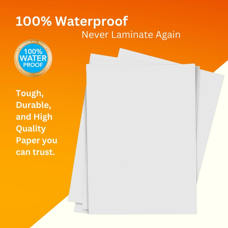 TerraSlate Waterproof & Tear-Resistant Copier Paper 8 MIL, A4 210 x 297 mm, White, (25 Sheets) - Image 5
